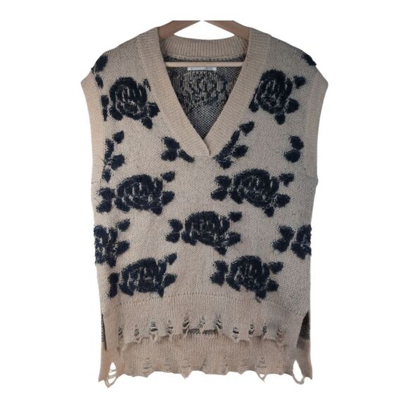 Anthropologie Oversized Rose Floral Vest Size Xs - Picture 2 of 12